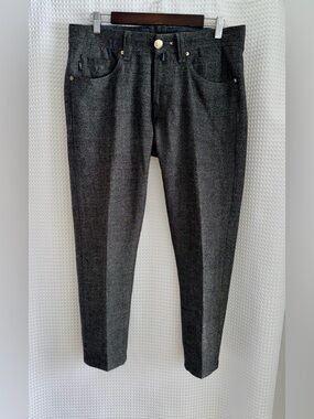 TRAMAROSSA Leonardo Zip virgin Wool Trousers Gray Size 32 Slim Fit Made in Italy